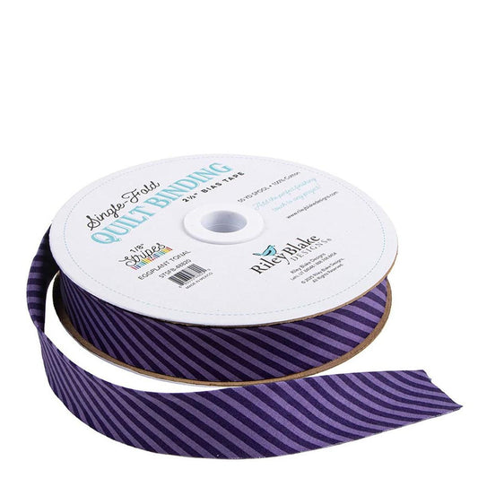 DEAL Single-Fold Quilt Binding 1/8" Tonal Stripe STSFB-48820 Eggplant - Riley Blake Designs - 2 1/2" Bias Binding - by the yard