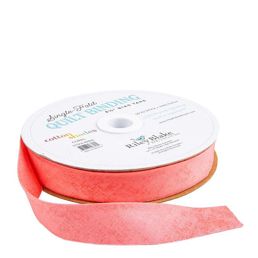 DEAL Single-Fold Quilt Binding Shade STSFB-48826 Coral - Riley Blake Designs - 2 1/2" Bias Binding - by the yard