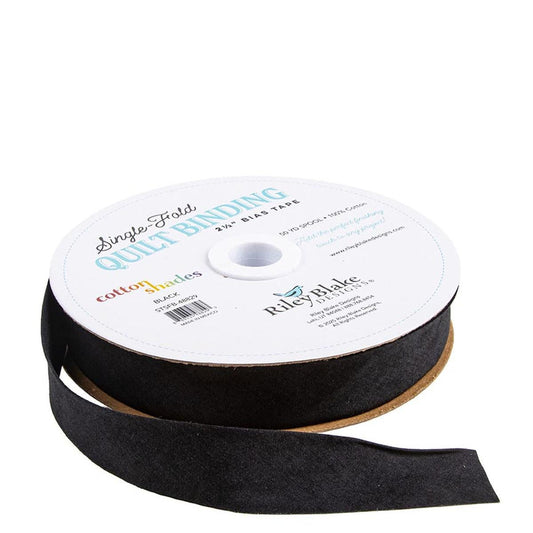 DEAL Single-Fold Quilt Binding Shade STSFB-48829 Black - Riley Blake Designs - 2 1/2" Bias Binding - by the yard