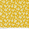 Image of Virginia Rose Primrose Yellow quilting cotton by Katherine Lenius for Riley Blake Designs. Features flowers on a yellow background. Cute Little Fabric Shop