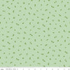 Image of Virginia Rose Leaflet Mint quilting cotton by Katherine Lenius for Riley Blake Designs. Features leaves on a green background. Cute Little Fabric Shop