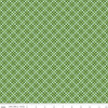 Image of Virginia Rose Patchwork Green quilting cotton by Katherine Lenius for Riley Blake Designs. Features squares on a green background. Cute Little Fabric Shop