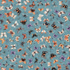 Image of Night Owls Moths Dusty Teal quilting cotton by Morris Creative Group for QT Fabrics. Features moths on a blue background. Cute Little Fabric Shop