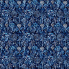 Image of Night Owls Trees Navy quilting cotton by Morris Creative Group for QT Fabrics. Features trees on a blue background. Cute Little Fabric Shop