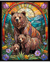 Sunlit Bears Stained Glass Bear Panel 31561 Multi X  - QT Fabrics - Animal Forest Nature Window - Quilting Cotton Fabric