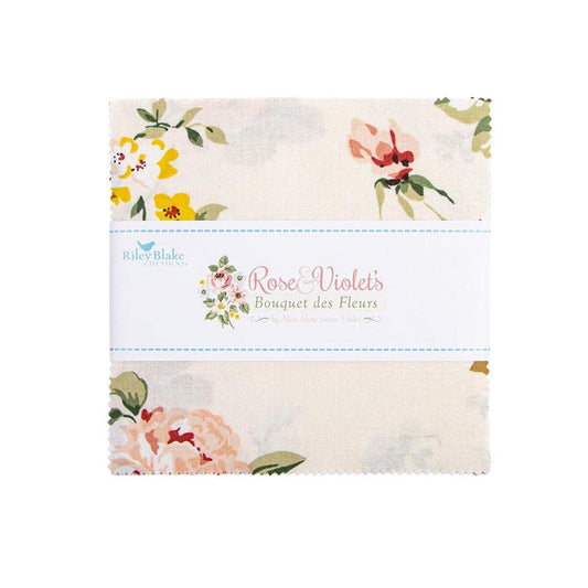 Rose & Violet's Bouquet Des Fleurs Charm Pack 5" Stacker Bundle 5-17290-42 - Riley Blake - 42-Piece Precut  - Quilting Cotton