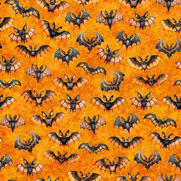 Jeepers Creepers Bats 31014 Orange O - QT Fabrics - Bat Animal Halloween Spooky Season - Quilting Cotton Fabric