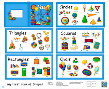 Fabric Books Book of Shapes Panel 26764 Multi X - - QT Fabrics - Kid Shapes Learning Baby Book - Quilting Cotton Fabric