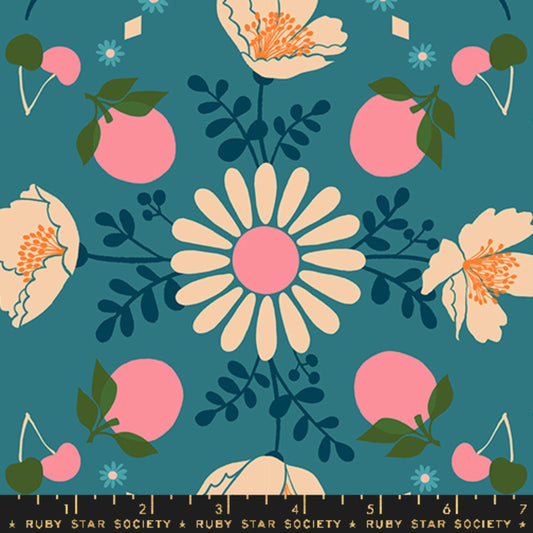 SALE Juicy Retro Fruit RS0085 Storytime - Moda Fabrics - Poppy Garden Floral Flower - Quilting Cotton Fabric