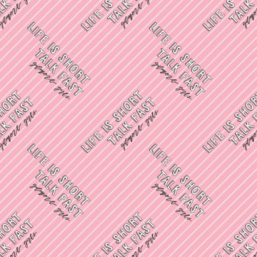 Gilmore Girls Talk Fast Stripe 23840102 Pink - Camelot Fabrics - Life Is Short Lines - Quilting Cotton Fabric - Official Licensed Product