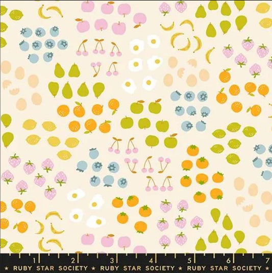 Egg & Friends Fruit RS3093 Natural - Moda Fabrics - Berries Apples Oranges - Ru- Star Society - Quilting Cotton Fabric
