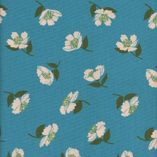 SALE Juicy Floral RS0089 Dark Turquoise - Moda Fabrics - Novelty Flowers Leaves - Quilting Cotton Fabric