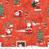 Fat Quarter End of Bolt - SALE Twas Main SC13460 Red SPARKLE - Riley Blake Designs - Christmas Santa Claus Silver SPARKLE - Quilting Cotton