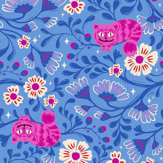 Hello Alice Cheshire RS2123 Lindley Blue - Moda Fabrics - Floral Flower Leaf Leaves - Ru- Star - Quilting Cotton Fabric
