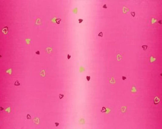 23" End of Bolt - SALE I Heart Ombre METALLIC 10875 Pomegranate - Moda - Light to Darker Hot Pink with Gold SPARKLE - Quilting Cotton Fabric