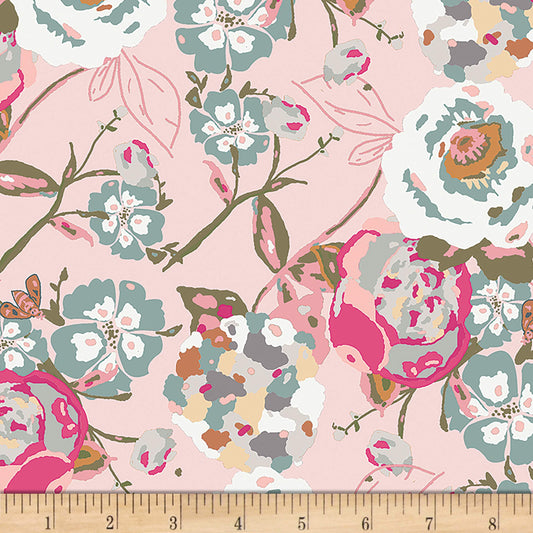 Fat Half End of Bolt - SALE KNIT Garden Rocket Bachelorette Fusions Floral Fabric - Art Gallery Jersey KNIT Cotton Stretch Fabric