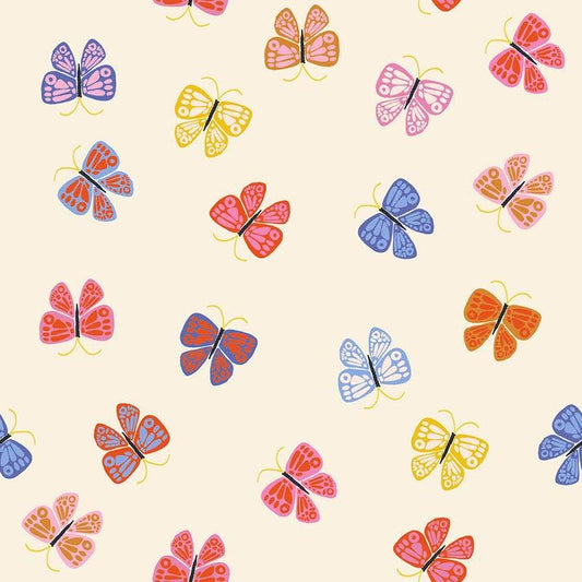 19" End of Bolt - Ooh Lucky Lucky Butterfly RS4115 Natural - Moda Fabrics - Butterflies Novelty - Ruby Star Society - Quilting Cotton Fabric