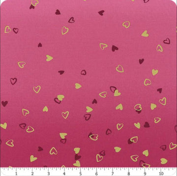 33" End of Bolt - SALE I Heart Ombre METALLIC 10875 Magenta - Moda - Light to Darker Hot Pink with Gold SPARKLE - Quilting Cotton Fabric