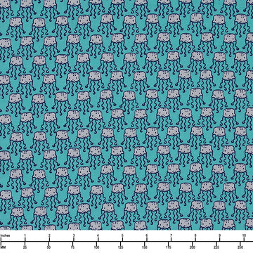 SALE Nautilus Dancing Jellyfish CX10400 Aqua - Michael Miller Fabrics - Juvenile Children's Ocean Undersea Blue - Quilting Cotton Fabric
