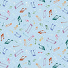 Fat Quarter End of Bolt - SALE Woodland Musicians Musical Notes -The Little Red House for Michael Miller-Musical Notes Blue -Quilting Cotton