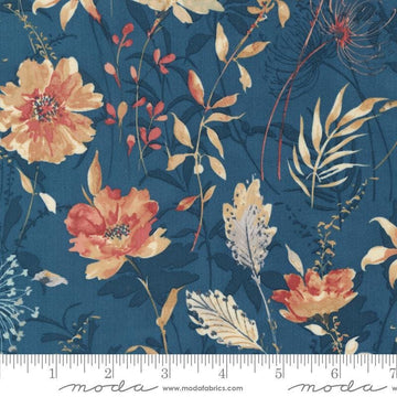 29" End of Bolt - Sandalwood Meadow Indigo Blue Floral Fabric - 44380 - Moda Fabrics Quilting Cotton Fabric
