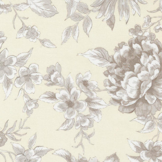 SALE Sandalwood Camellia 44381 Opal - Moda Fabrics - Floral Flowers Blossoms Petals Leaves Leaf - Quilting Cotton Fabric