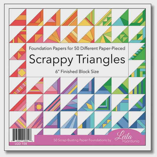 6" Scrappy Triangle Quilt Block Foundation Paper - Moda Fabrics - Paper Piecing Scrappy Friendly 50 Sheets Quilting Blocks