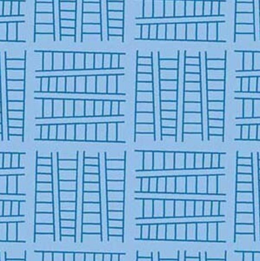 SALE Ladder Co. 1 Tall Ladder Blue by Michael Miller Fabrics - Ladder Company One Ladders Geometric Children's - Quilting Cotton Fabric