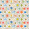 Bee Beary Happy Beehive Floral 31674 Eggshell E - QT Fabrics - Geometric Flowers Leaf Leaves - Quilting Cotton Fabric
