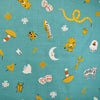 SALE Ooh Lucky Lucky Good Luck RS4113 Turquoise - Moda Fabrics - Novelty Cat Fish Snake - Ru- Star Society - Quilting Cotton Fabric