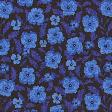 Hello Alice Violets RS2126 Black - Moda Fabrics - Floral Flowers Leaf Leaves - Ru- Star - Quilting Cotton Fabric