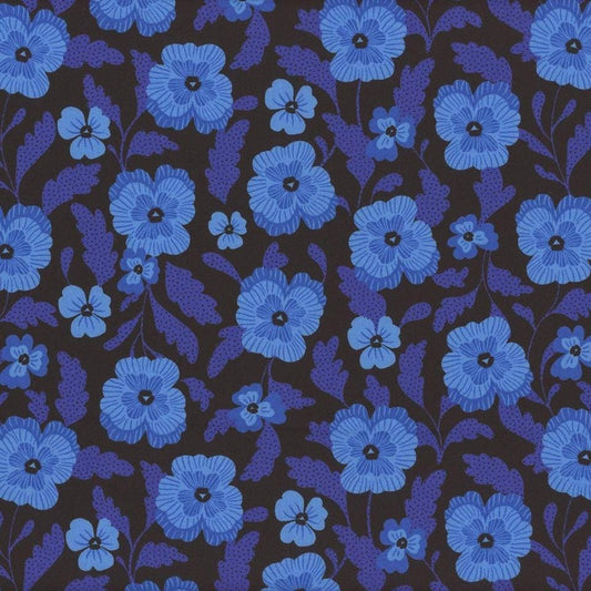 Hello Alice Violets RS2126 Black - Moda Fabrics - Floral Flowers Leaf Leaves - Ru- Star - Quilting Cotton Fabric