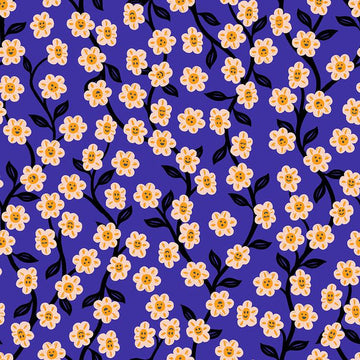 Hello Alice Garden RS2128 Blacklight - Moda Fabrics - Floral Flowers Leaf Leaves - Ru- Star - Quilting Cotton Fabric