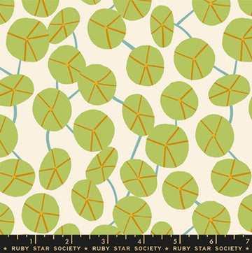 SALE Calathea Pilea RS5188 Natural - Moda Fabrics - Chinese Money Plant Leaf Leaves - Ru- Star - Quilting Cotton Fabric