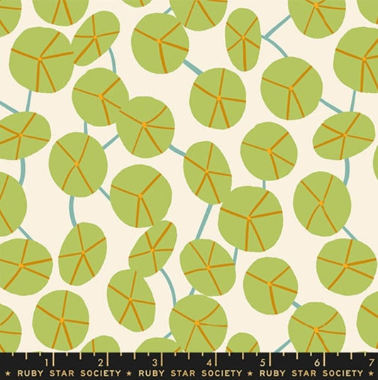 SALE Calathea Pilea RS5188 Natural - Moda Fabrics - Chinese Money Plant Leaf Leaves - Ru- Star - Quilting Cotton Fabric