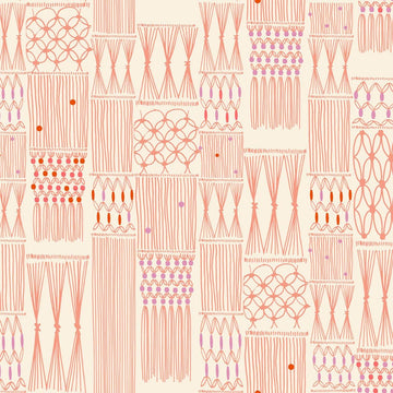 SALE Calathea Macrame RS5185 Melon - Moda Fabrics - Wall Hang Retro Knots Ropes - Ru- Star - Quilting Cotton Fabric