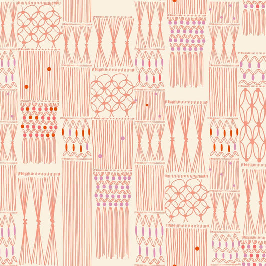 SALE Calathea Macrame RS5185 Melon - Moda Fabrics - Wall Hang Retro Knots Ropes - Ru- Star - Quilting Cotton Fabric