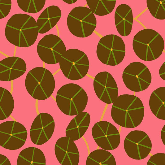 SALE Calathea Pilea RS5188 Strawberry - Moda Fabrics - Chinese Money Plant Leaf Leaves - Ru- Star - Quilting Cotton Fabric