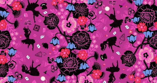 Hello Alice Floral RS2121 Berry - Moda Fabrics - Flowers Blossoms Leaf Leaves - Ru- Star - Quilting Cotton Fabric