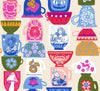 Hello Alice Tea RS2122 Shell - Moda Fabrics - Teacups Mugs Novelty Houseware - Ru- Star - Quilting Cotton Fabric