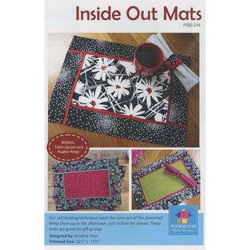 SALE Inside Out Placemat PaTTERN 8017B - QT Fabrics - INSTRUCTIONS Only - Poorhouse Quilt Designs - Quick & Easy