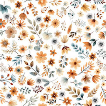Sugar, Spice, Everything Nice Small Floral 31601 White Z - QT Fabrics - Flowers Leaf Leaves - Quilting Cotton Fabric