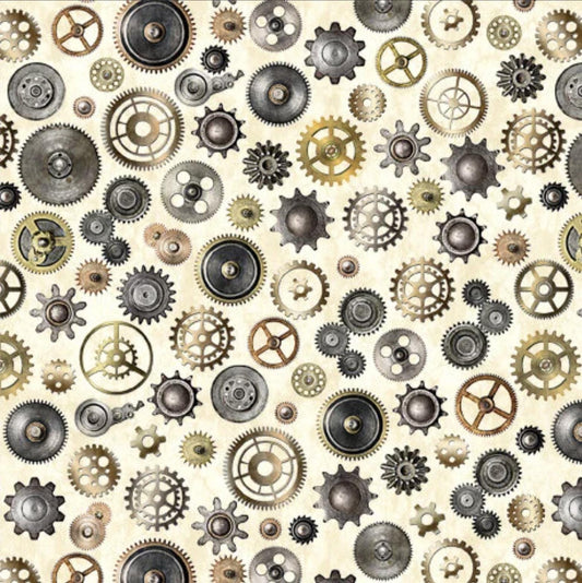 DEAL Steampunk Adventures 29565 Gears E - - QT Fabrics - Victorian Motifs - Quilting Cotton Fabric