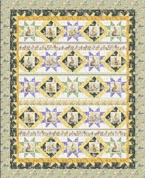 SALE Hunny Bunny Hopscotch Quilt Kit - QT Fabrics - Pattern Fabric - Easter Rabbits Spring - Quilting Cotton Fabric