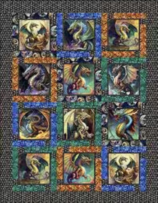 SALE Block Talk Digital Quilt Top - Swirly Girls - Dragon Fyre - QT Fabrics - Digital Quilt Top - Quilting Cotton