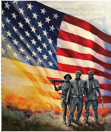 American Honor The Three Soldiers Panel PD17096 - Riley Blake Designs - DIGITALLY PRINTED - Flag War Patriotic - Quilting Cotton Fabric