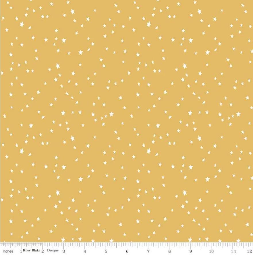 FLANNEL Baby Boy Stars F11444 Yellow - Riley Blake Designs - Juvenile White Stars - FLANNEL Cotton Fabric