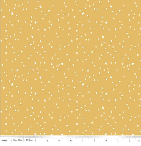 FLANNEL Baby Boy Stars F11444 Yellow - Riley Blake Designs - Juvenile White Stars - FLANNEL Cotton Fabric