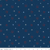 Image of American Honor Stars Blue quilting cotton fabric by Vicki Gifford for Riley Blake Designs. Features stars on a blue background. Cute Little Fabric Shop