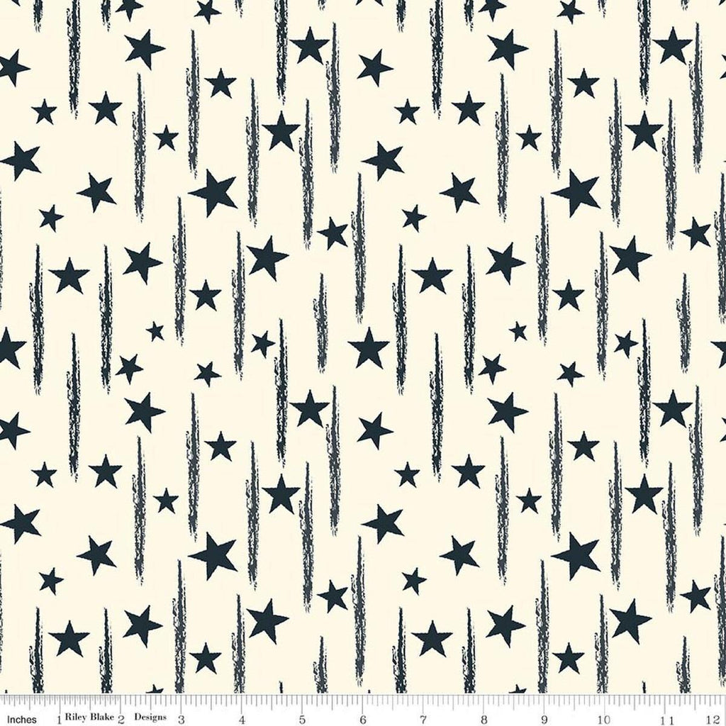 Image of American Honor Stars & Stripes Cream quilting cotton fabric by Vicki Gifford for Riley Blake Designs. Features stars on a cream background. Cute Little Fabric Shop